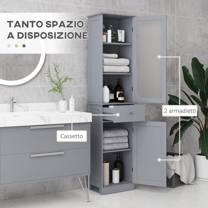 Mobile a Colonna da Bagno 40x27x171,5cm in MDF Grigio