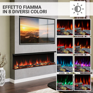 Camino elettrico a inserto Athena 60"| Riscaldamento 1500W, LED, app, crepitio | Telecomando, timer, termostato