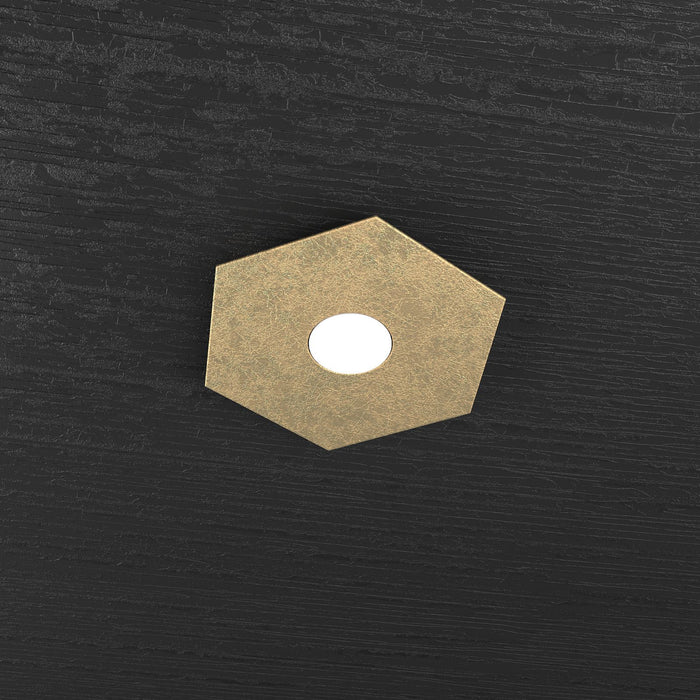 HEXAGON APPLIQUE-PLAFONIERA 1 LUCE FOGLIA ORO 1142-1L-FO