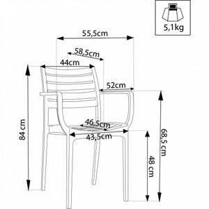 Poltrona Eveline 58,5x55,2x84 cm  in Polipropilene Tortora