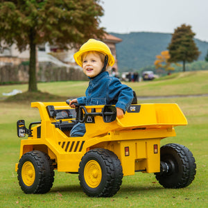 Camion Giocattolo Licenza Caterpillar 110x70,5x61,5 cm con Telecomando Fari Secchio e Pala Giallo