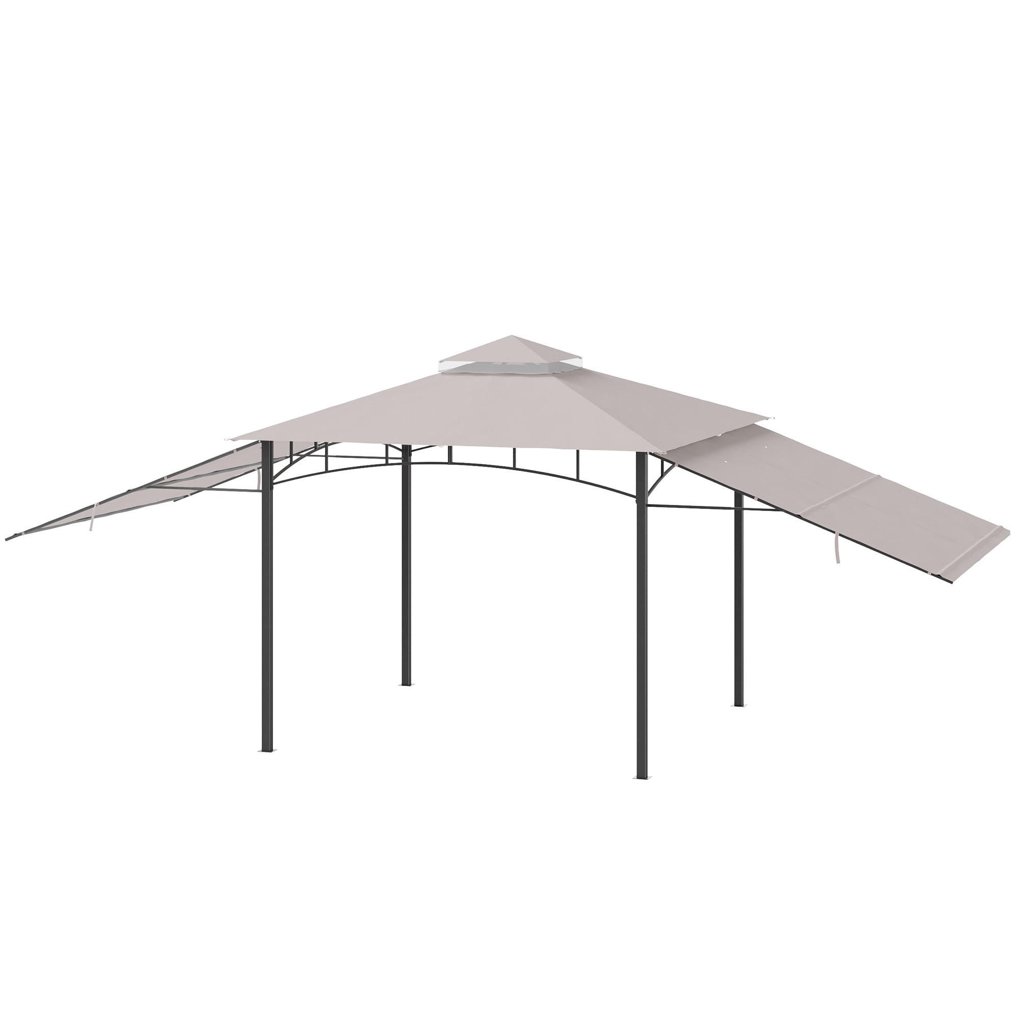 Gazebo da Giardino 3x3m con Tenda Parasole Laterale Cachi