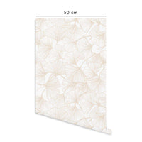 Carta da parati adesiva Gingko in vinile sabbia- 1 rotolo 50x300 cm - Decochic