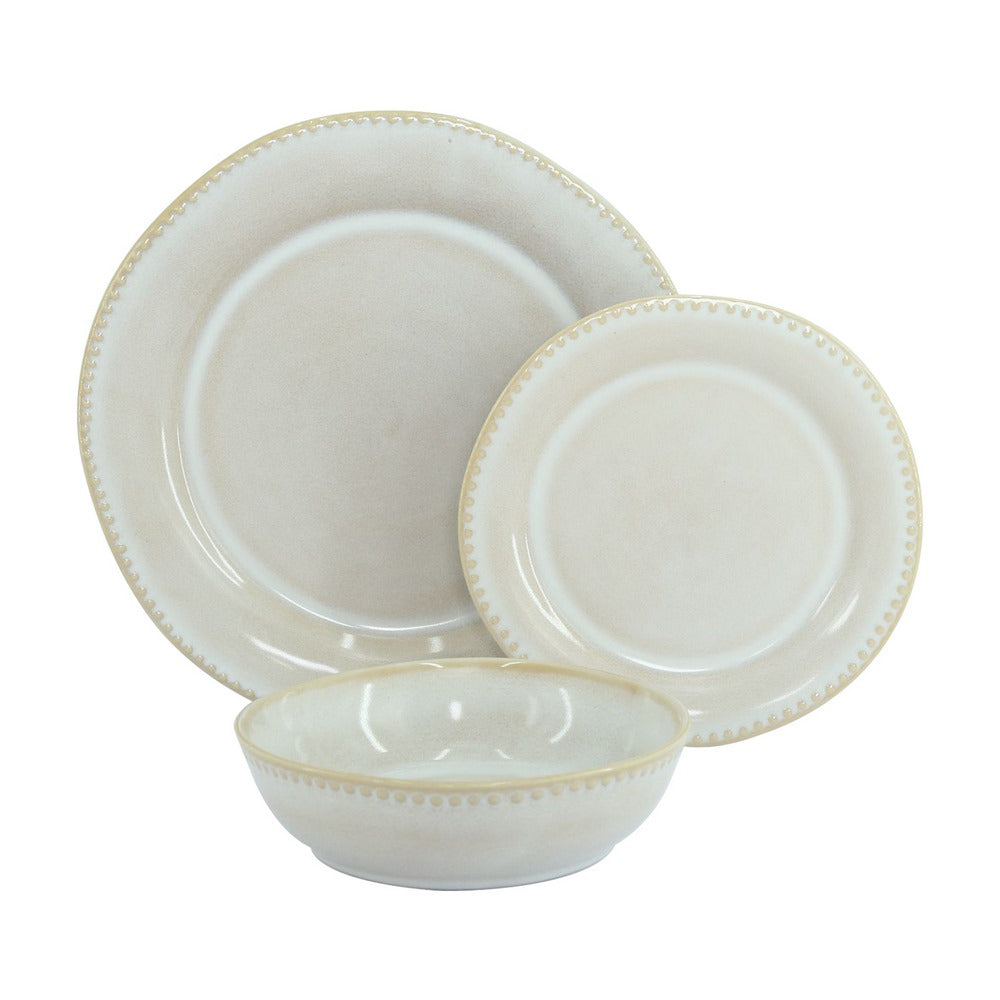 Set di 18 piatti in ceramica Rita rifiniti a mano beige