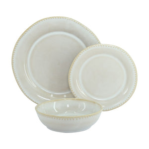 Set di 18 piatti in ceramica Rita rifiniti a mano beige