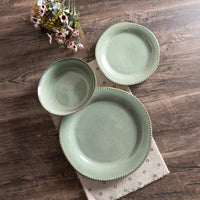 Set di 18 piatti in ceramica Rita rifiniti a mano verde