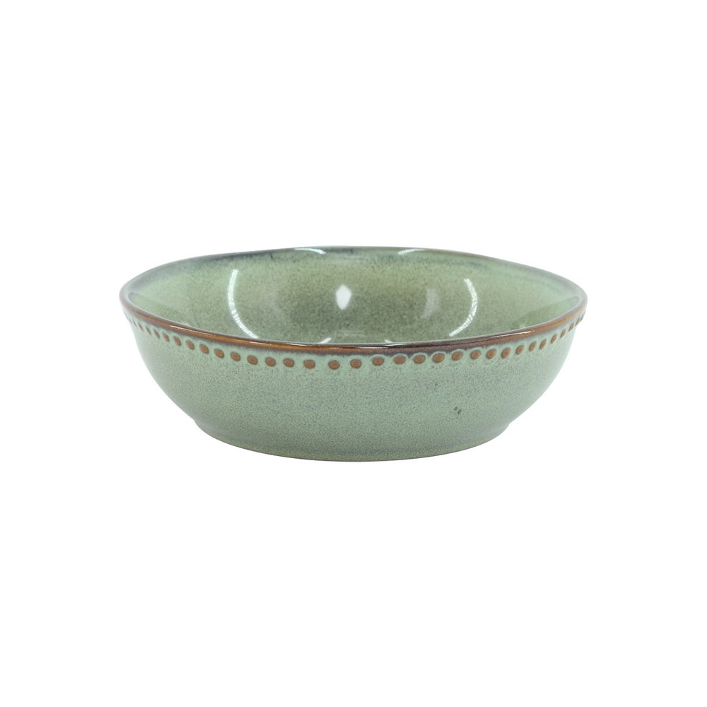 Set di 18 piatti in ceramica Rita rifiniti a mano verde