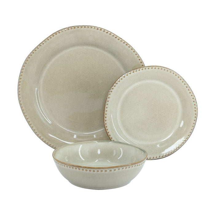 Set di 18 piatti in ceramica Rita rifiniti a mano khaki