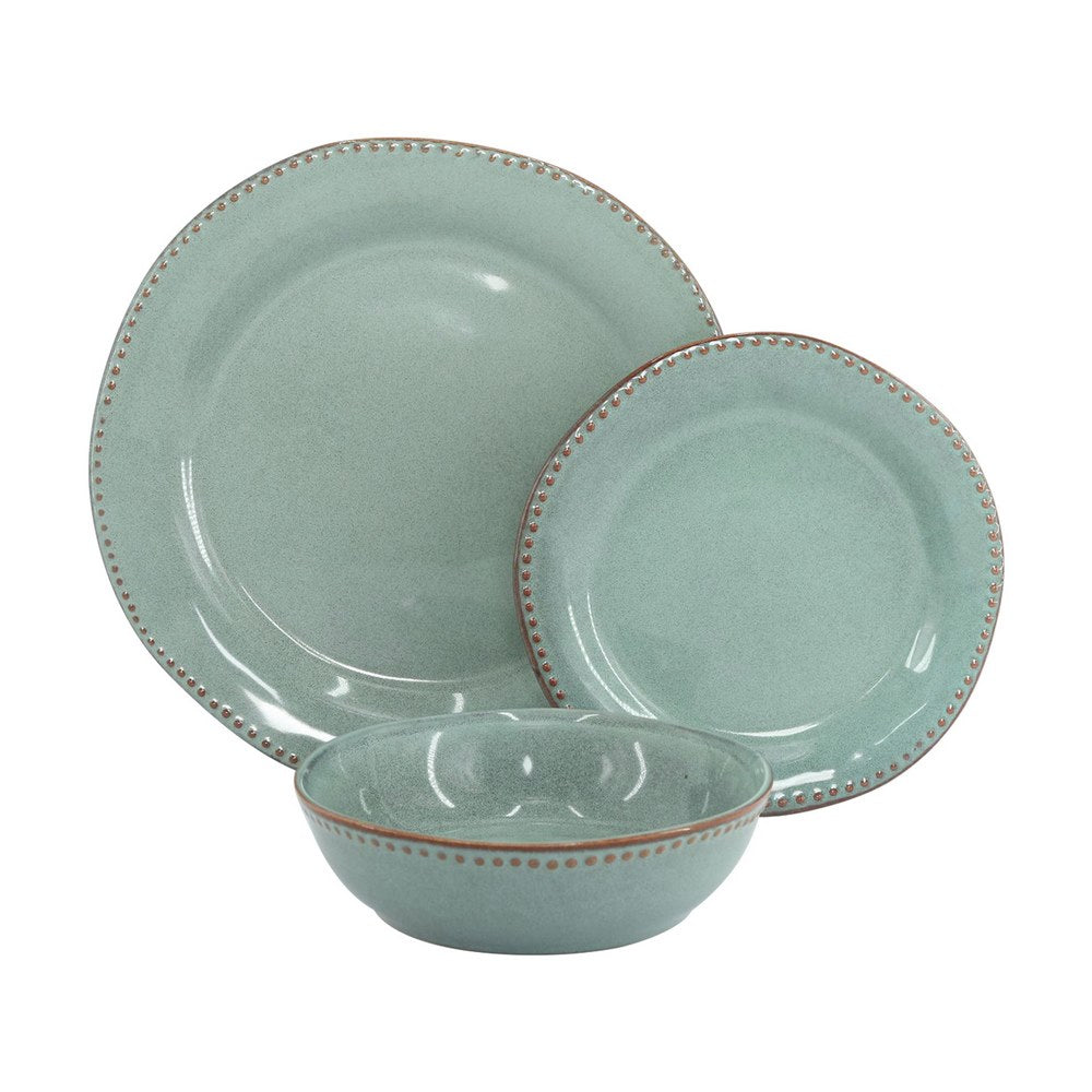 Set di 18 piatti in ceramica Rita rifiniti a mano blu