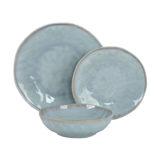 Set da 18 piatti in ceramica moderni blu