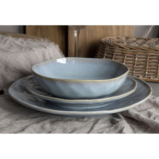 Set da 18 piatti in ceramica moderni blu