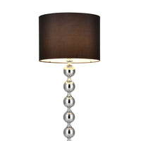 Lampada da Terra Alta 155 cm Lampada a Stelo con Sfere Decorative Piantana con Paralume Cilindrico in Tessuto Nero -