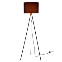 Lampada da Terra in stile Treppiede Alta 150 cm Piantana Tripode con Paralume Cilindrico in Tessuto - Nero - lux.pro