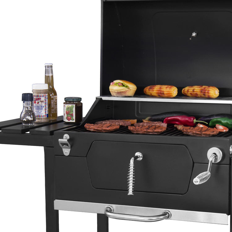 Barbecue a Carbone Carbonella 115x107x66 cm con Ripiani Laterali Friend Nero