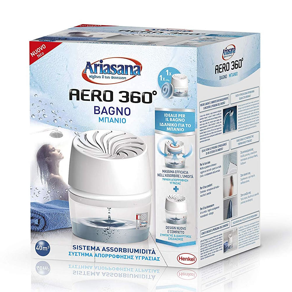 Ariasana aero 360 bagno assorbiumidità  in kit aerodinamico tab ricaricabile henkel