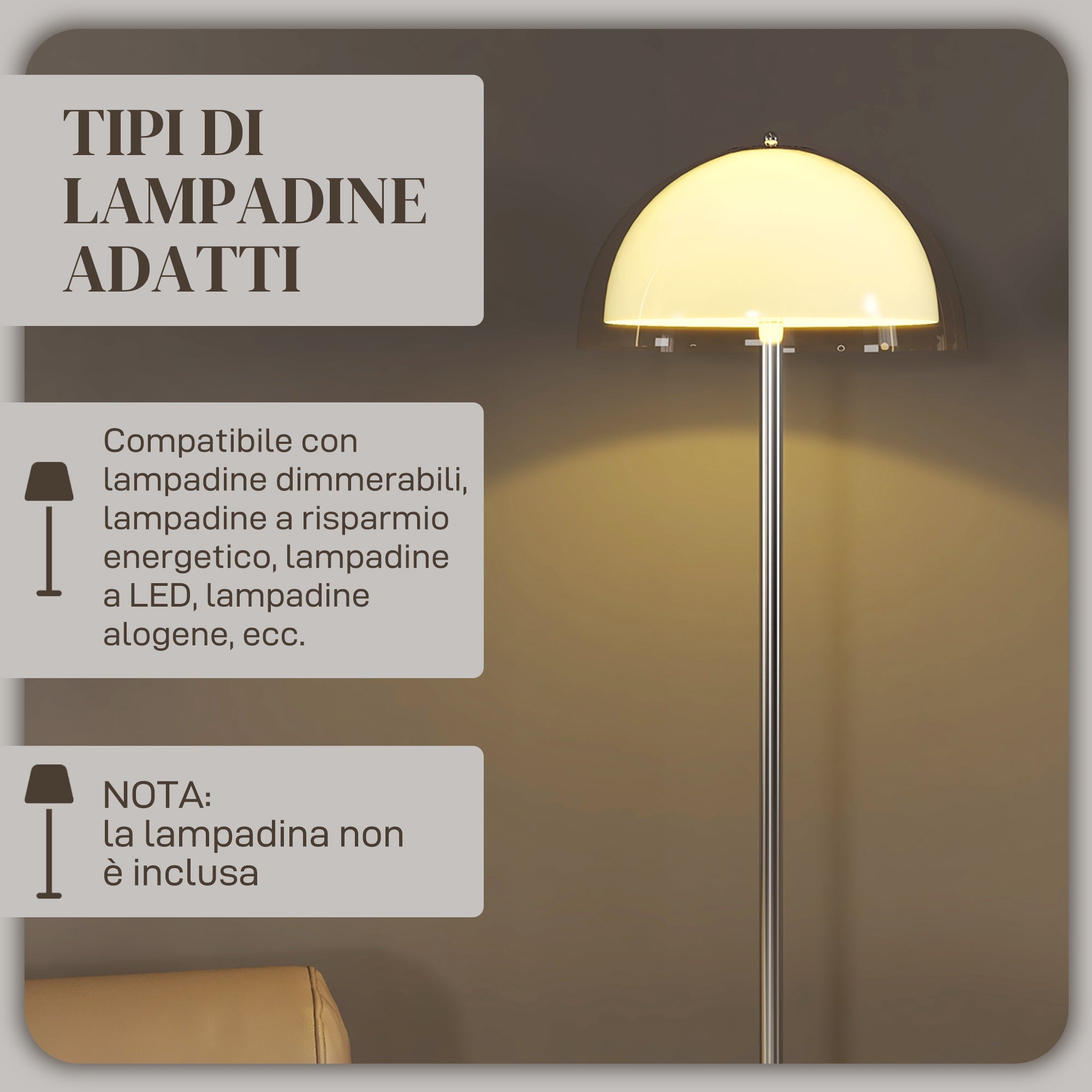 Piantana da Interno Lampada da Terra Paralume Doppio E27 Metallo e Acrilico 35x150 cm Bianco