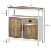 Credenza 2 Ante 1 Cassetto 76,6x 35x 81,5 cm in Legno Truciolare Bianco e Marrone