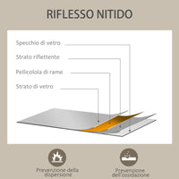 Specchio da Parete Rettangolare con Ganci 60x80 cm in Vetro e MDF Nero