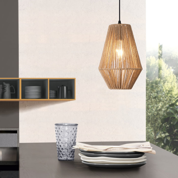 Lampada a Sospensione Newtownabbey con Paralume a Forma di Nassa - Beige - lux.pro