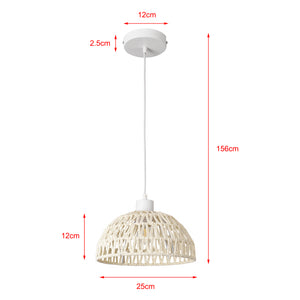 Lampada a Sospensione Alton con Paralume in Rattan Intrecciato - Bianco, Naturale lux.pro