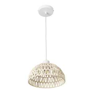 Lampada a Sospensione Alton con Paralume in Rattan Intrecciato - Bianco, Naturale lux.pro