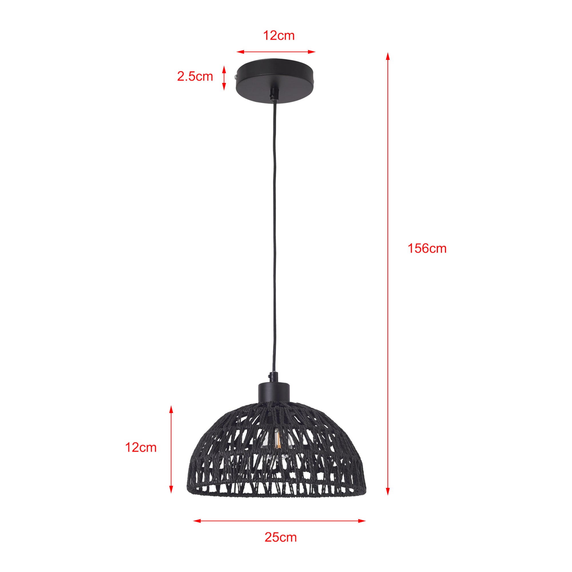 Lampada a Sospensione Alton con Paralume in Rattan Intrecciato - Nero lux.pro