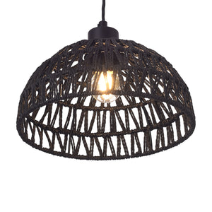 Lampada a Sospensione Alton con Paralume in Rattan Intrecciato - Nero lux.pro