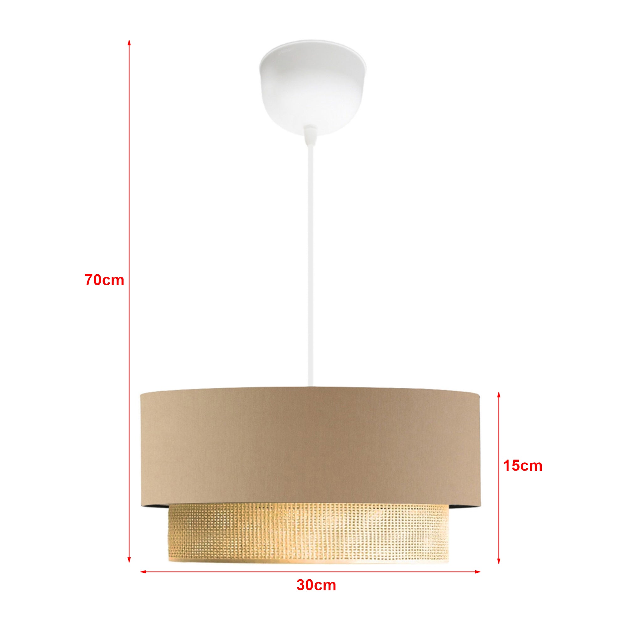 Lampada a Sospensione 'Loughborough' Lampada da Soffitto con Paralume a Doppio Cilindro Lampadario con Abat-jour in