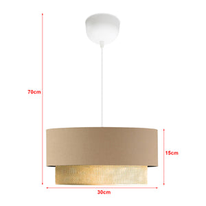 Lampada a Sospensione 'Loughborough' Lampada da Soffitto con Paralume a Doppio Cilindro Lampadario con Abat-jour in