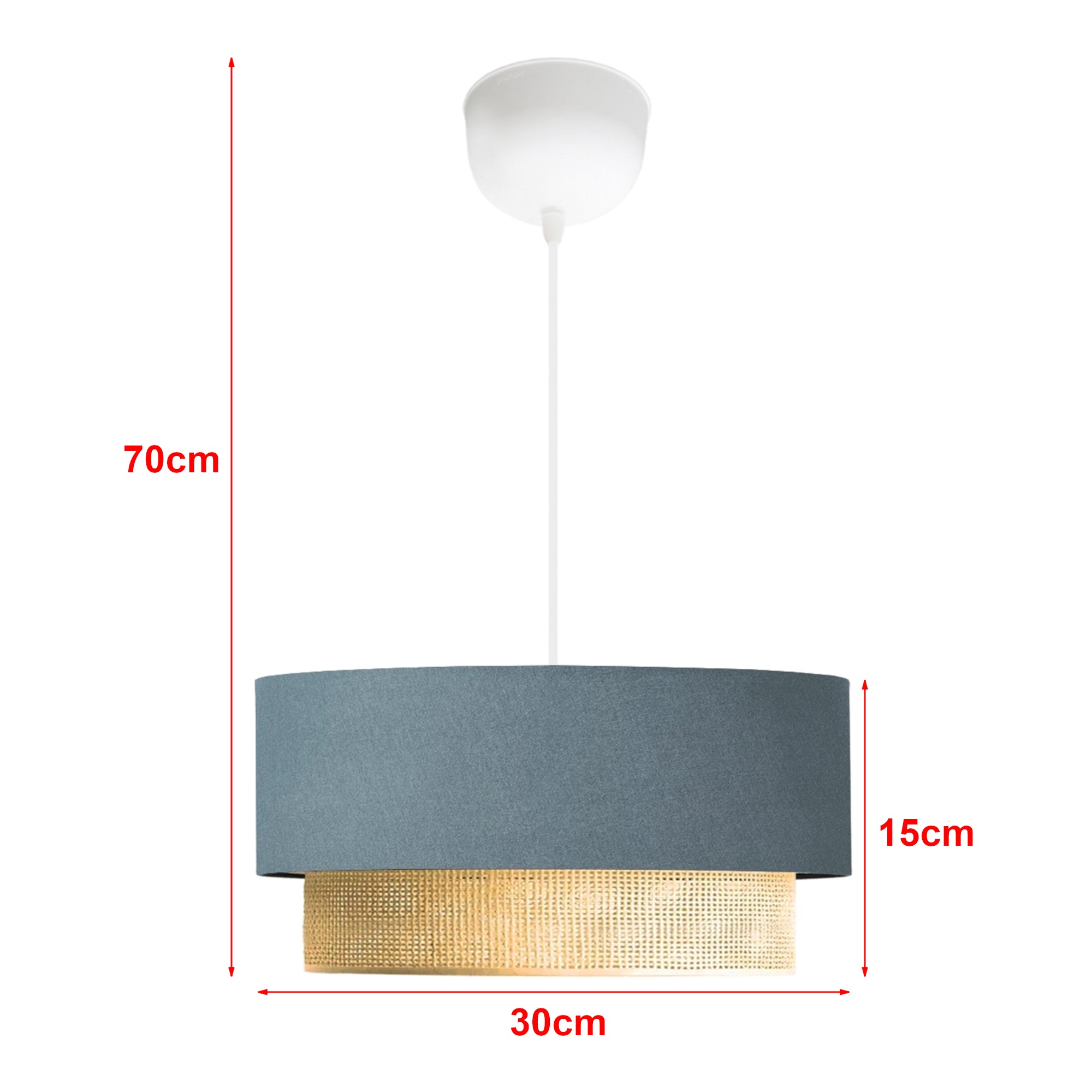 Lampada a Sospensione 'Loughborough' Lampada da Soffitto con Paralume a Doppio Cilindro Lampadario con Abat-jour in