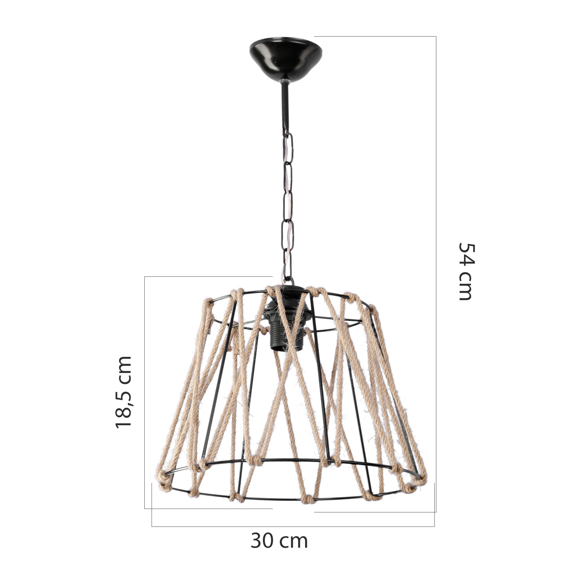 Lampada a Sospensione Harrogate Paralume a Gabbia in Corda Iuta 18,5x30 cm [lux.pro]