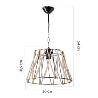 Lampada a Sospensione Harrogate Paralume a Gabbia in Corda Iuta 18,5x30 cm [lux.pro]