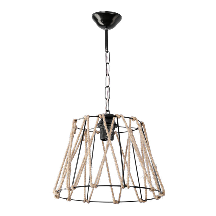 Lampada a Sospensione Harrogate Paralume a Gabbia in Corda Iuta 18,5x30 cm [lux.pro]