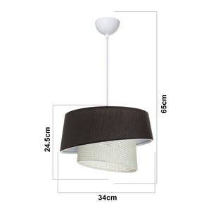 Lampada a Sospensione Wigan con Paralume Cilindrico - Grigio Scuro / Bianco lux.pro