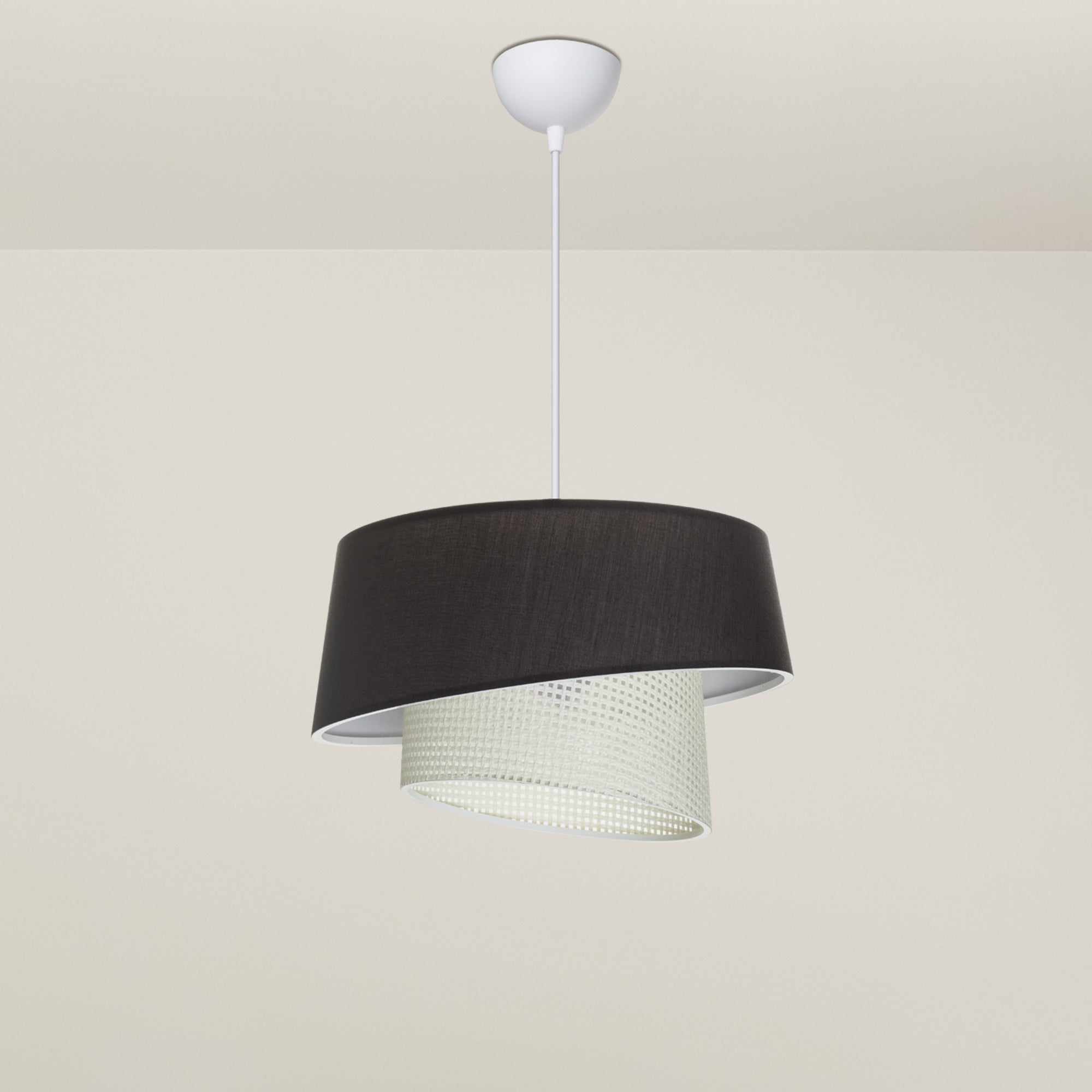 Lampada a Sospensione Wigan con Paralume Cilindrico - Grigio Scuro / Bianco lux.pro