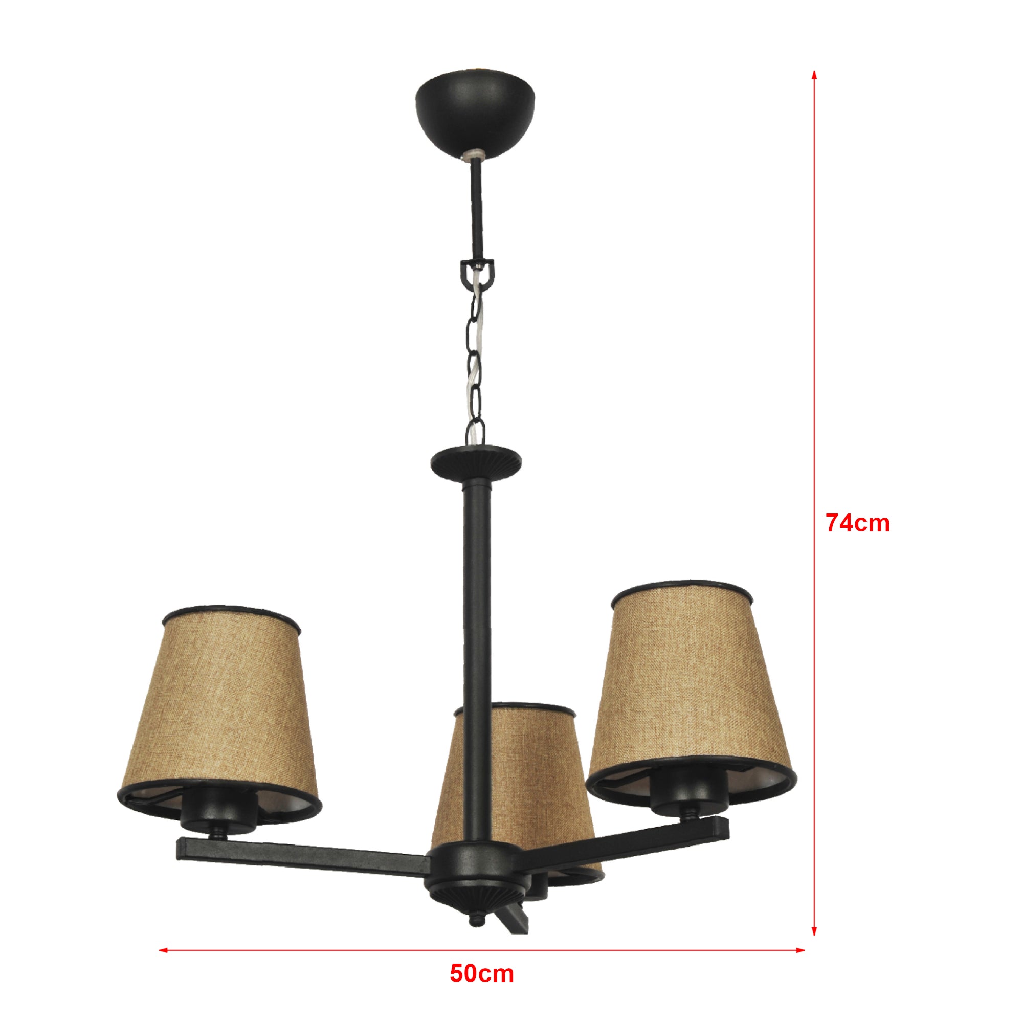 Lampada a Sospensione 'Axbridge' Lampadario a 3 Fonti Luce Lampada da Soffitto con Paralumi a Tronco di Cono - Beige