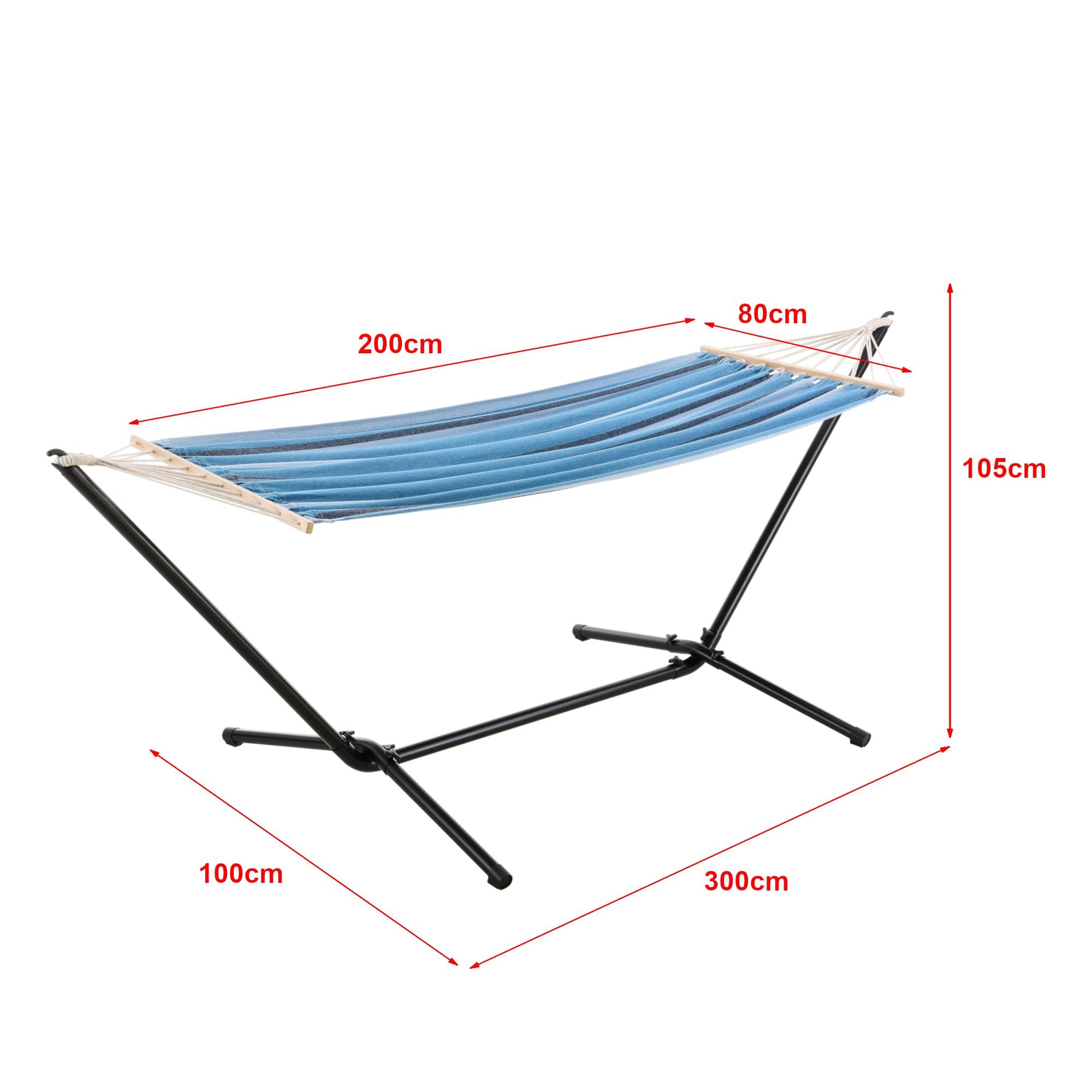 Amaca da Giardino/Terrazza con Supporto di Base in Acciaio - Superficie di Riposo 200 x 80 cm - Supporto fino a 120 kg -