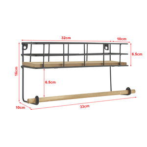 Mensola da Parete con Bordi a Rete e Barra Portasalvietta 'Slangerup' Consolle Portaspezie da Cucina Porta Accessori da