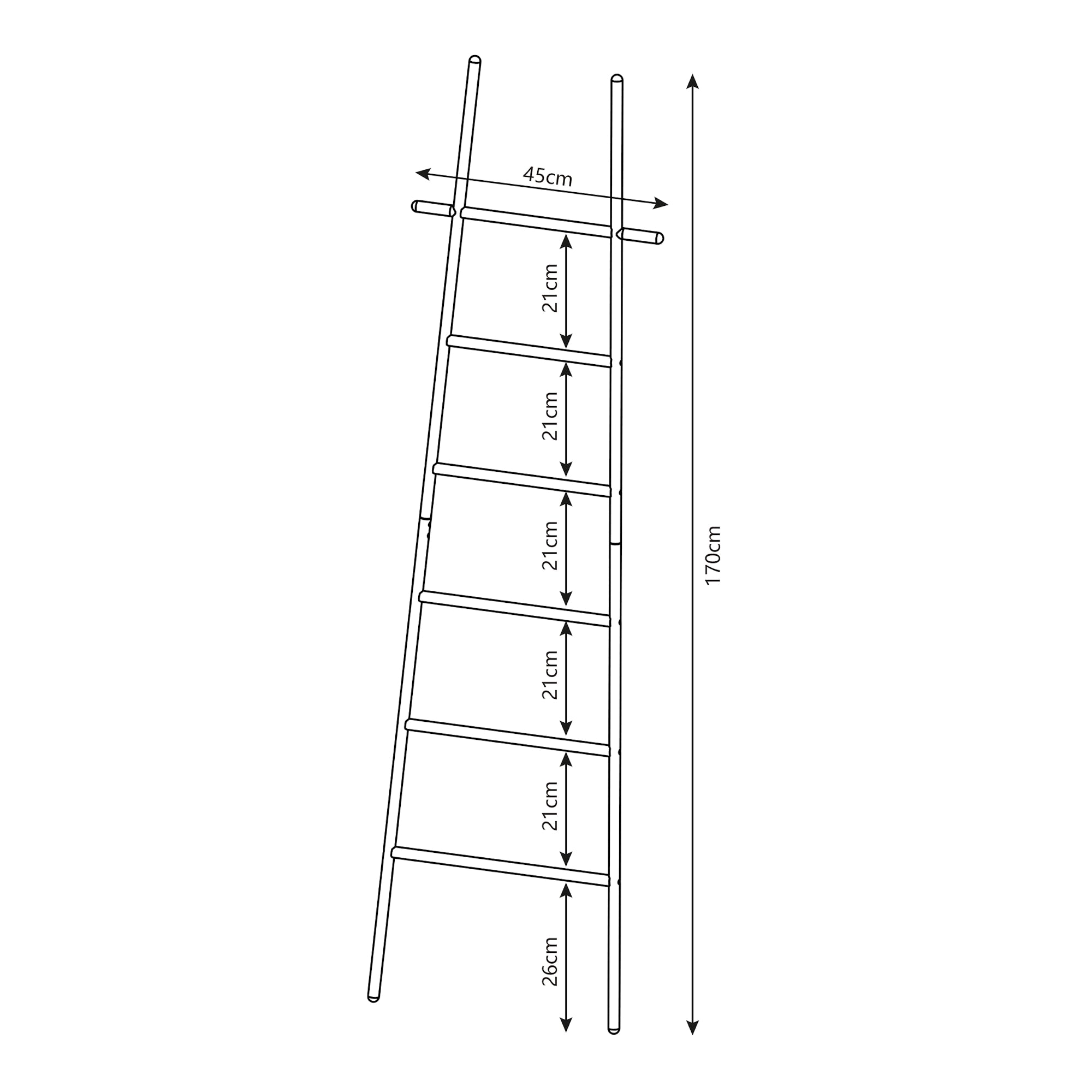 Portasciugamani da Terra Øyer a Forma di Scala in Acciaio - Nero [en.casa]