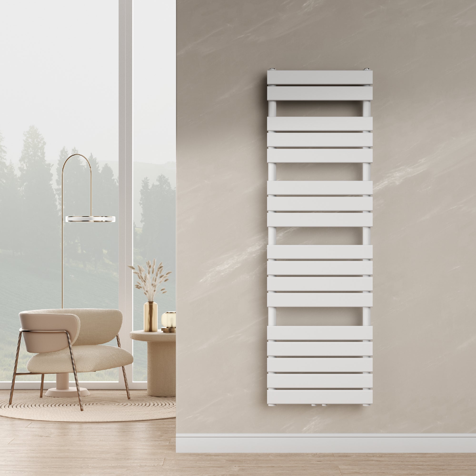 Scalda Asciugamani da Parete Voss ad Acqua Calda 160 x 50 cm Bianco [neu.haus]