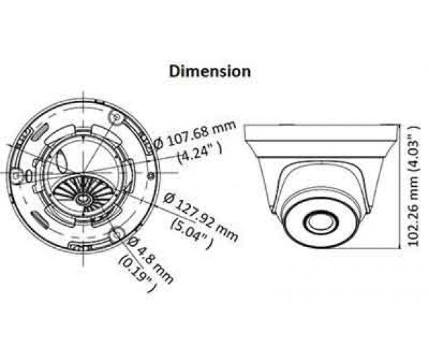 Hikvision Hiwatch series HWT-T240-M telecamera dome 4in1 TVI/AHD/CVI/CVBS hd 2k 1440p 4Mpx 2.8mm osd IP66