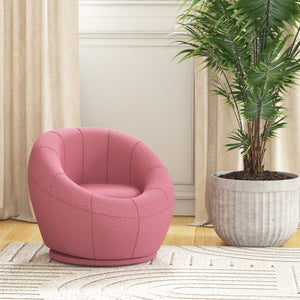 Poltroncina Mini Moderna con Imbottitura Spessa 60x56x48 cm in Peluche Rosa