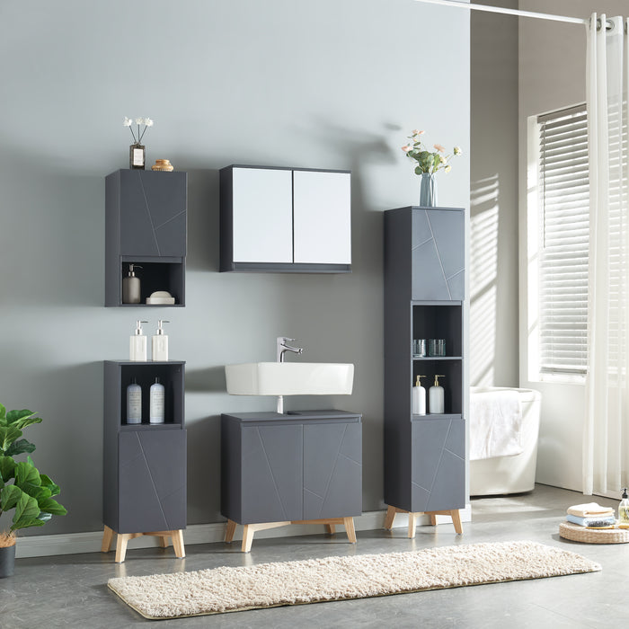 Mobile a Colonna Overath per Bagno - Grigio [en.casa]