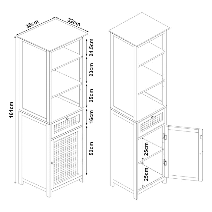 Mobile a Colonna Karlsà¸y per Bagno 161 x 35 x 32 cm Bianco [en.casa]