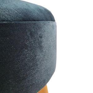 Sgabello Basso Laholm Pouf Rotondo ⌀40 cm Effetto Velluto Blu [en.casa]