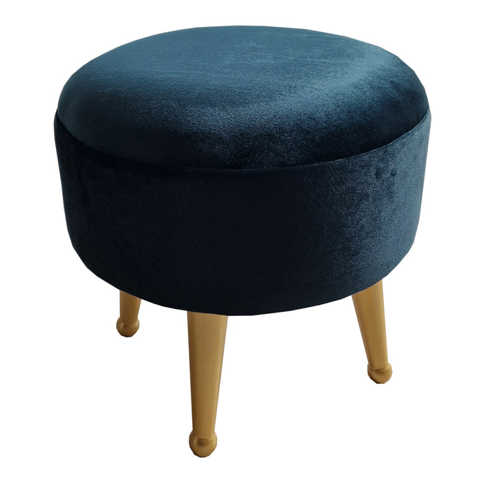 Sgabello Basso Laholm Pouf Rotondo ⌀40 cm Effetto Velluto Blu [en.casa]