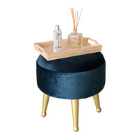 Sgabello Basso Laholm Pouf Rotondo ⌀40 cm Effetto Velluto Blu [en.casa]