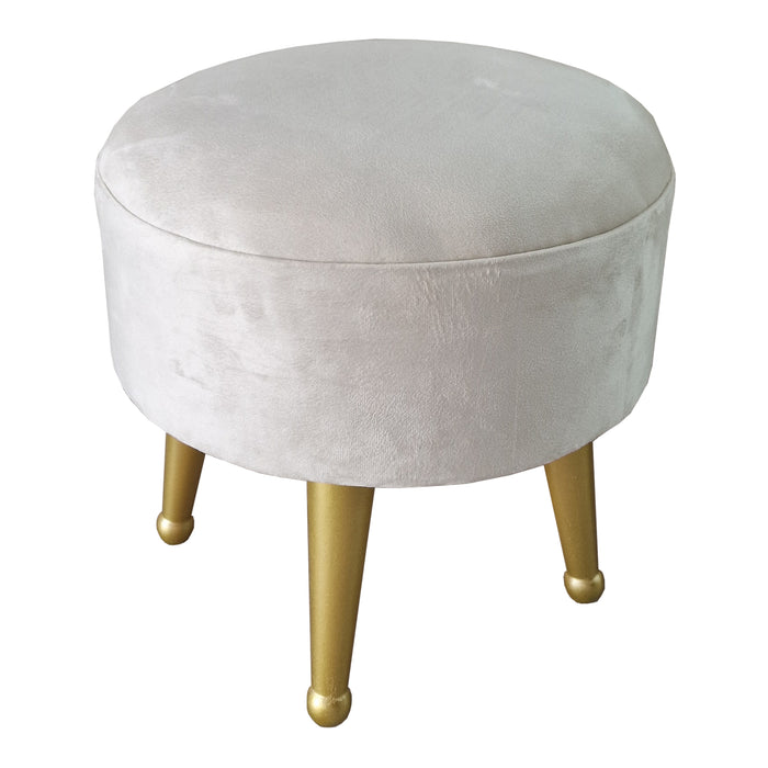 Sgabello Basso Laholm Pouf Rotondo ⌀40 cm Effetto Velluto Bianco [en.casa]