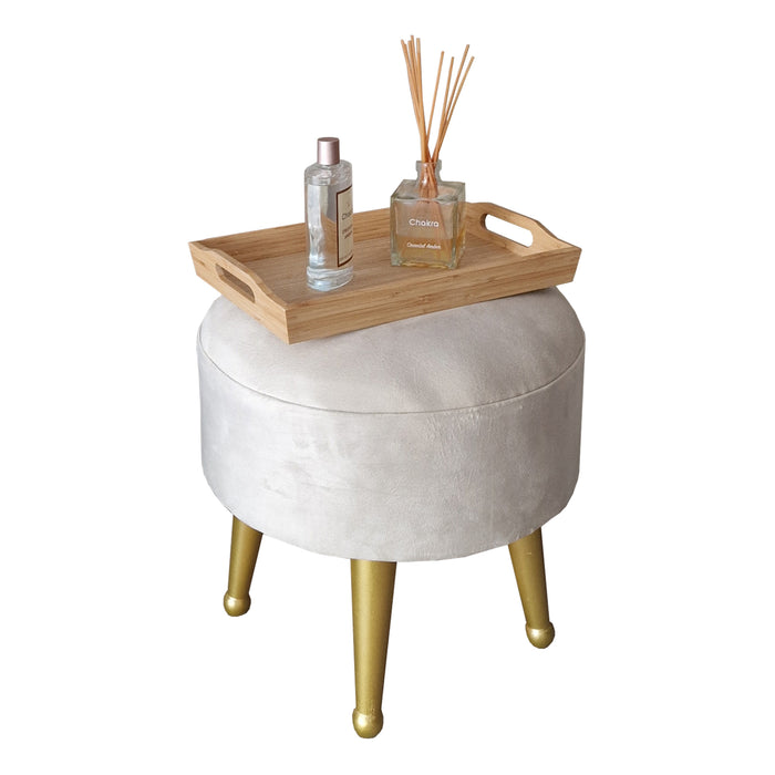 Sgabello Basso Laholm Pouf Rotondo ⌀40 cm Effetto Velluto Bianco [en.casa]