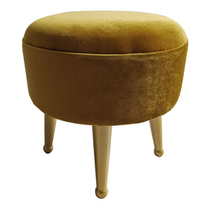 Sgabello Basso Laholm Pouf Rotondo ⌀40 cm Effetto Velluto Giallo [en.casa]